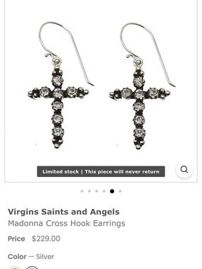 Virgins Saints & Angels Madonna Cross Hook Earrings